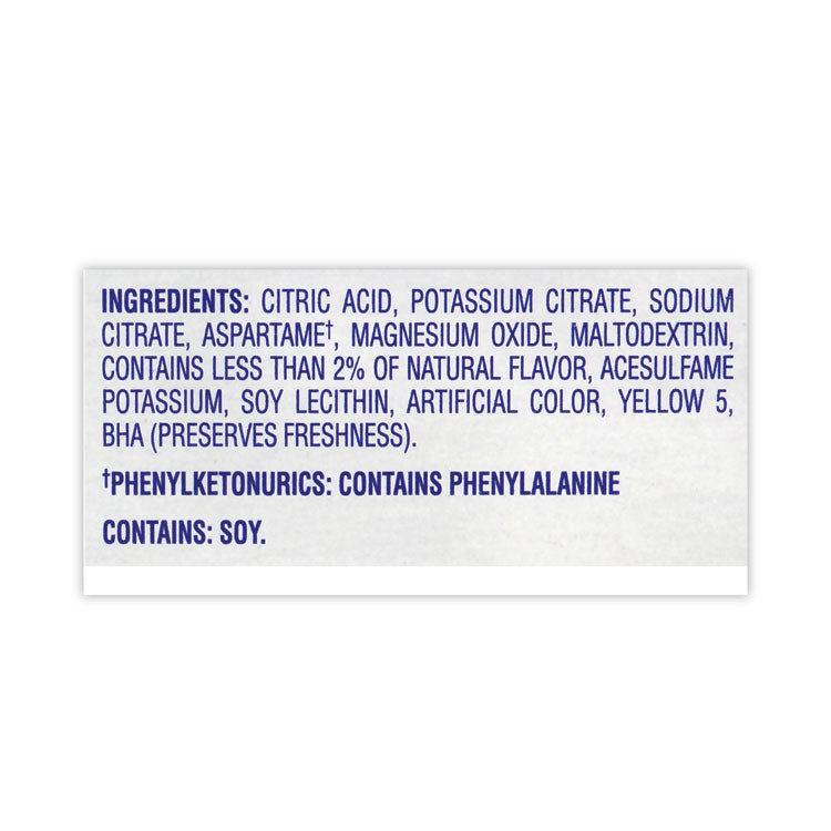 On-The-Go Sugar-Free Drink Mix, Lemonade, 0.17 oz Single-Serving Tubes, Yields 20 oz/Single-Serving, 30/Pack, 2 Packs/Carton