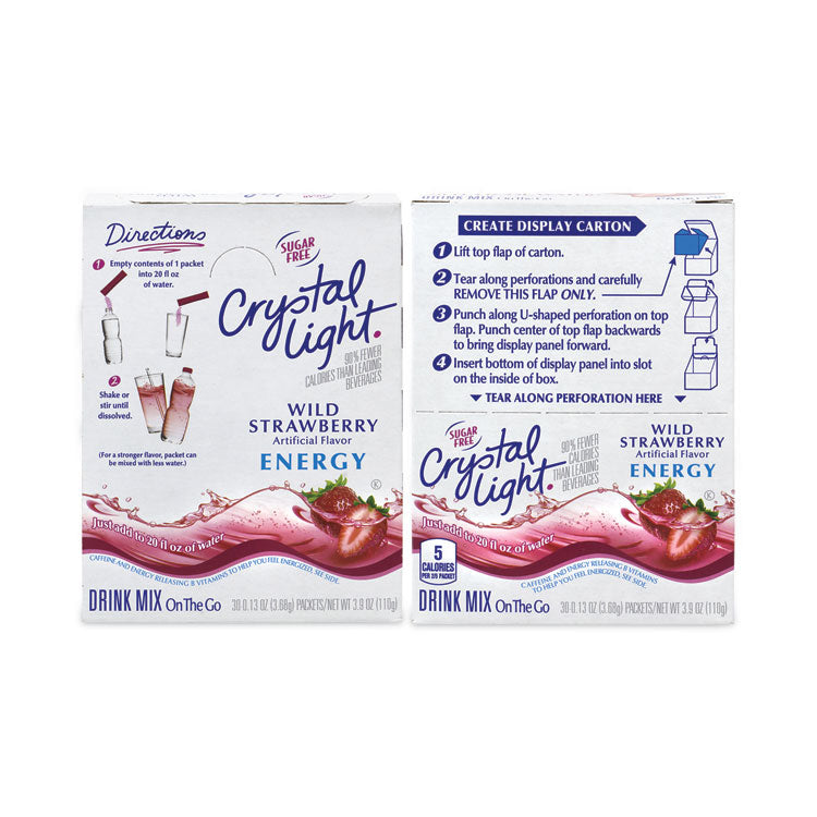 On-The-Go Sugar-Free Drink Mix, Wild Strawberry Energy, 0.13 oz Single-Serving, Yields 20 oz/Single-Serving, 30/PK, 2 PK/CT