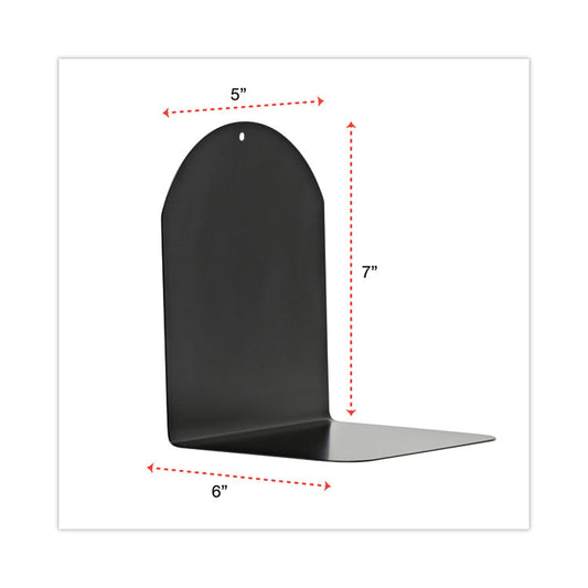 Magnetic Bookends, Magnetic Base, 6 x 5 x 7, Metal, Black, Pair