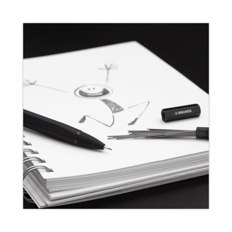 Cambria Soft Touch Mechanical Pencil, 0.7 mm, HB (#2), Black Lead, Black Barrel, 12/Pack