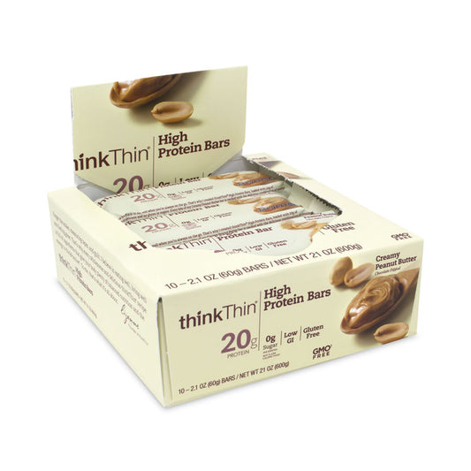 High Protein Bars, Creamy Peanut Butter, 2.1 oz Bar, 10 Bars/Carton