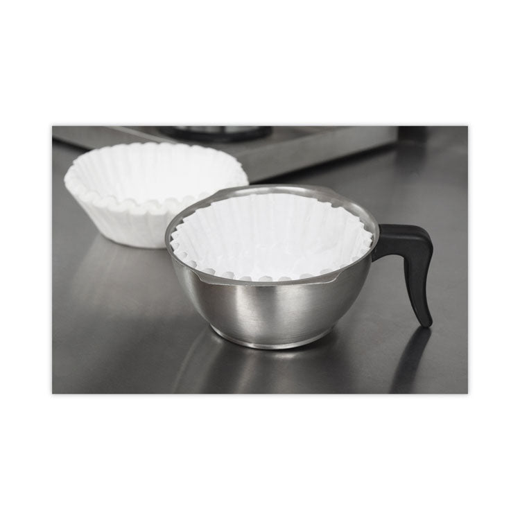 Basket Filters for Drip Coffeemakers, 10 to 12 Cup Size, White, 200/Pack