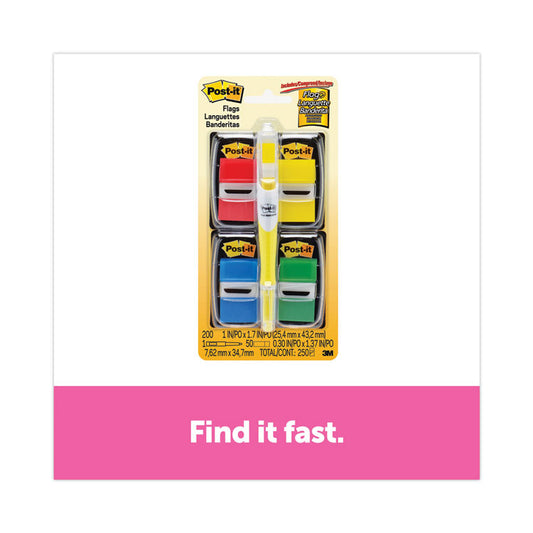Page Flag Value Pack, Assorted, 200 1" Flags + Highlighter with 50 0.5" Flags