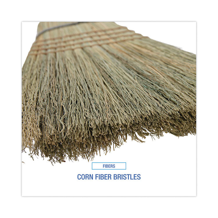 Warehouse Broom, Corn Fiber Bristles, 56" Overall Length, Natural, 12/Carton