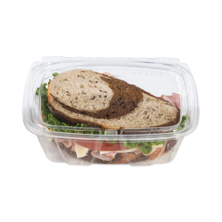 ClearPac SafeSeal rPET Tamper-Resistant Container, ProPlanet Seal, Flat Lid, 24 oz, Clear, 100/Bag, 2 Bags/Carton