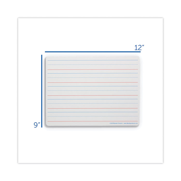 Two-Sided Red/Blue Ruled Dry Erase Board, 12" x 9", White Surface, 24/Pack