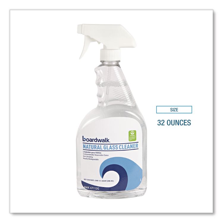 Natural Glass Cleaner, Unscented, 32 oz Trigger Spray Bottle, 12/Carton