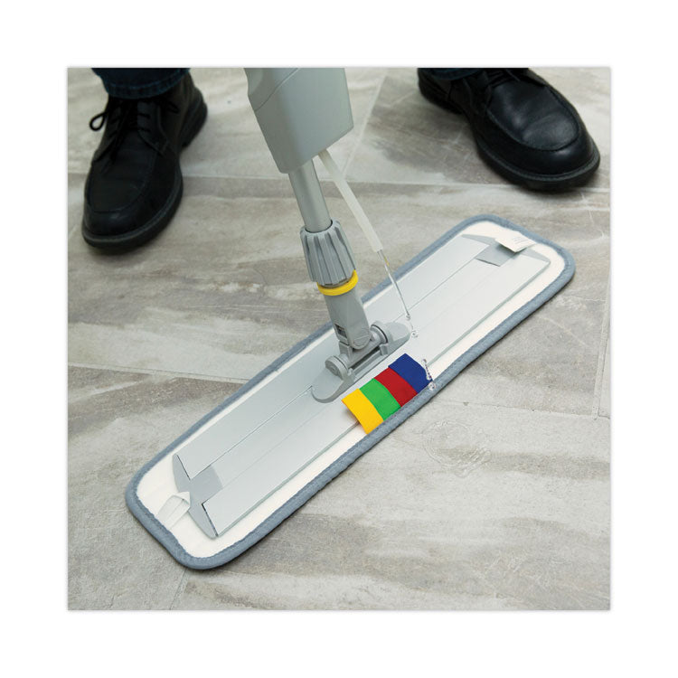 Bucketless Microfiber Mop System, 5 x 18 Blue Microfiber Head, 59" Gray Aluminum/Polypropylene Handle