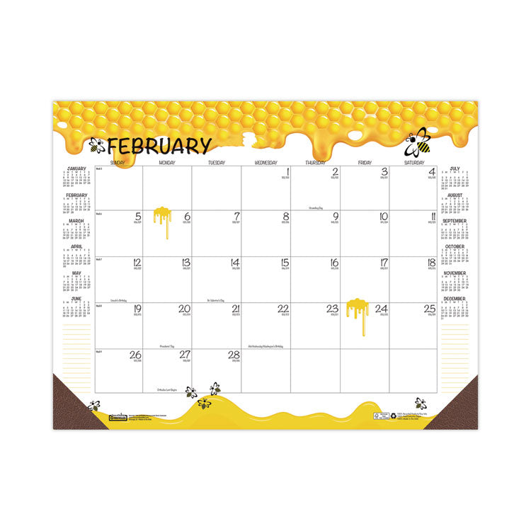 Recycled Honeycomb Desk Pad Calendar, Honeycomb Artwork, 18.5 x 13, White/Multicolor Sheets, 12-Month (Jan to Dec): 2026