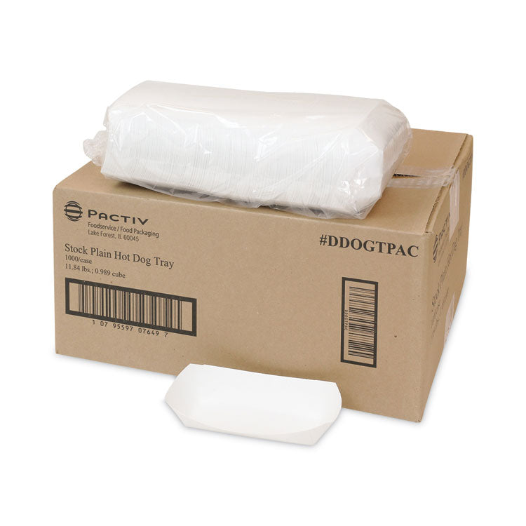 Paperboard Boat Basket, Hot Dog Tray with Perforations, 7 x 1.75 x 1.4, White, Paper, 1,000/Carton