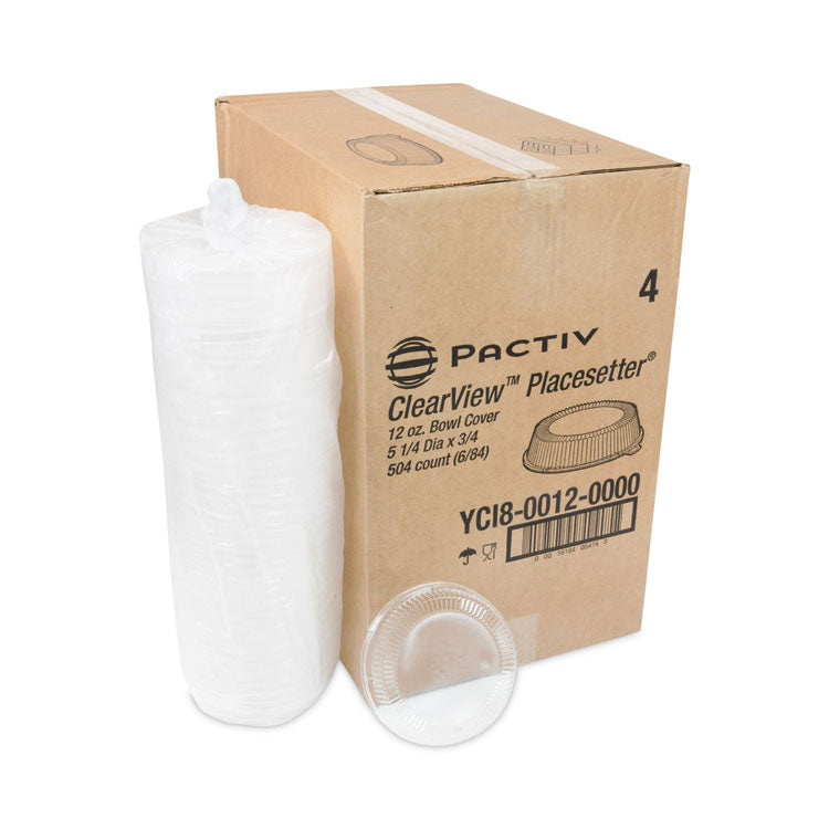 ClearView Dome-Style Lid with Tabs, Fluted, 6.2" Diameter x 1.1"h, Clear, Plastic, 504/Carton