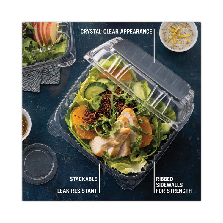 SENSATION SmartLock Hinged Lid Container, 9.2 x 8.9 x 3.1, Clear, Plastic, 200/Carton