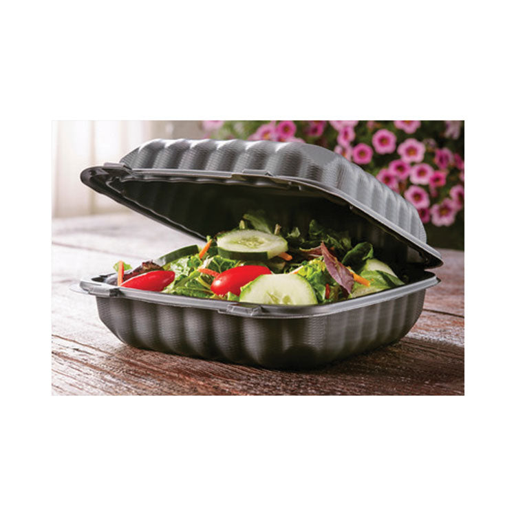 EarthChoice SmartLock Microwavable MFPP Hinged Lid Container, 8.35 x 8.35 x 3.1, Black, Plastic, 200/Carton