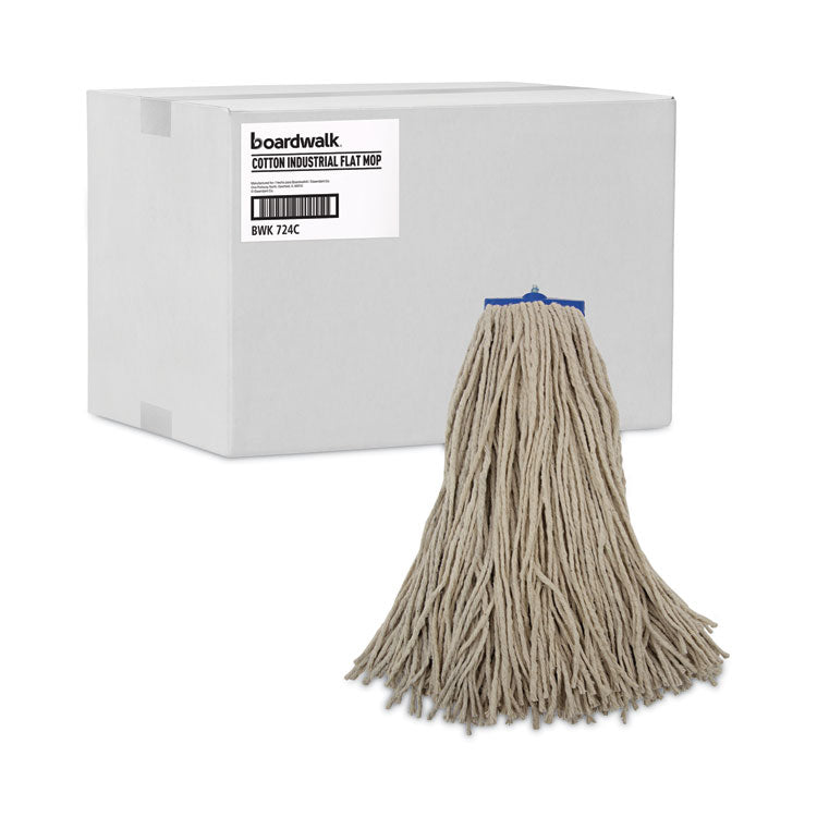 Cut-End Lie-Flat Wet Mop Head, Cotton, 24 oz, White