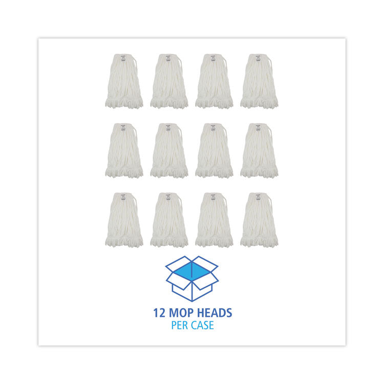 Mop Head, Looped, Enviro Clean With Tailband, Cotton/Synthetic, Large, White, 12/Carton