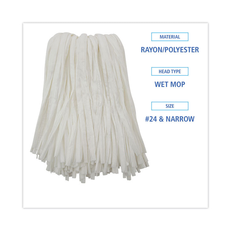 Nonwoven Cut End Edge Mop, Rayon/Polyester, #24, White, 12/Carton
