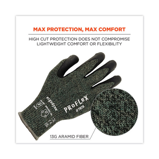 ProFlex 7070 ANSI A7 Nitrile Coated CR Gloves, EN388: 4X42F, 9" Long, Large, Green, 12 Pairs