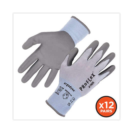 ProFlex 7025 ANSI A2 PU Coated CR Gloves, EN388: 2X42B, 9" Long, 2X-Large, Blue, 12 Pairs