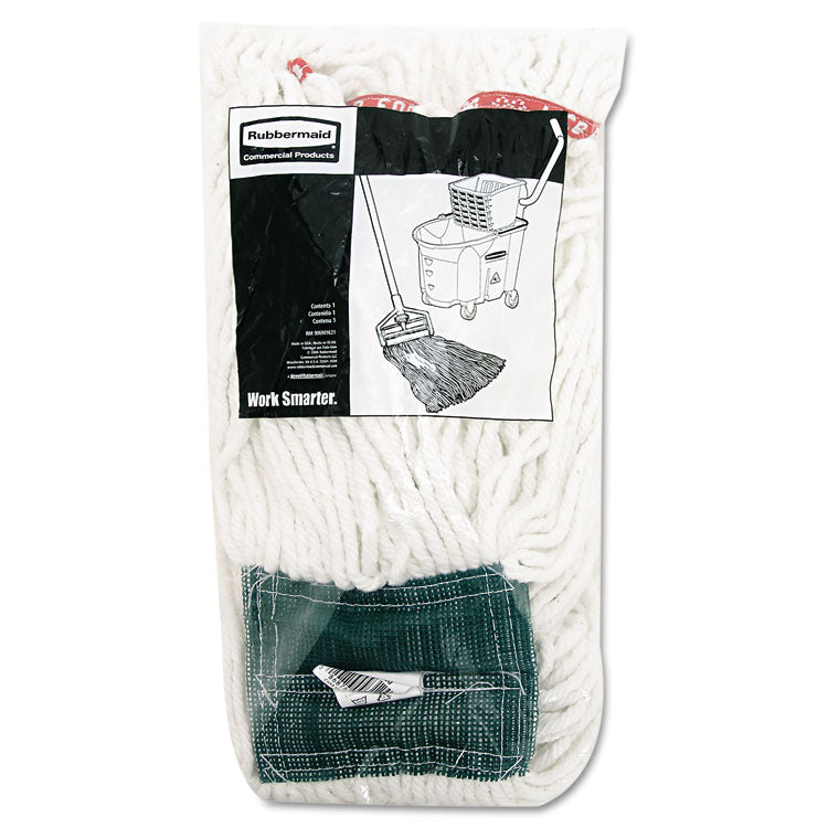 Web Foot Shrinkless Looped-End Wet Mop Head with 5" Headband, Cotton/Synthetic, Medium, White, 6/Carton