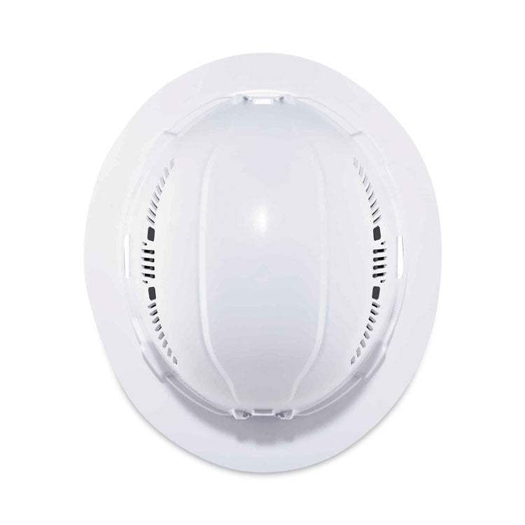 Skullerz 8973 Class C Hard Hat Full Brim, Vented, 4-Point Standard Ratchet Suspension, One Size Fits Most (6.5 to 8), White