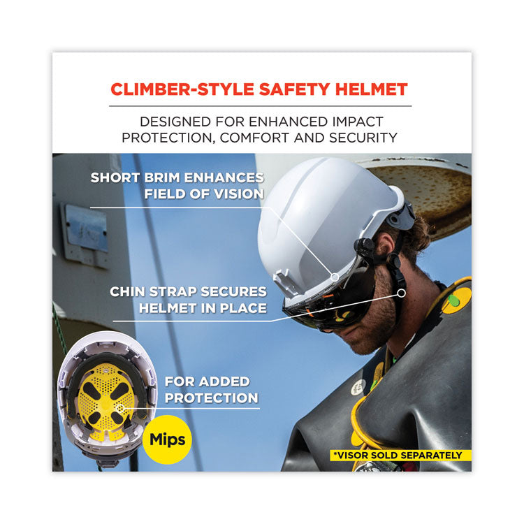 Skullerz 8974-MIPS Class E Safety Helmet with MIPS Technology, MIPS 6-Point Ratchet Suspension, One Size Fits Most, White