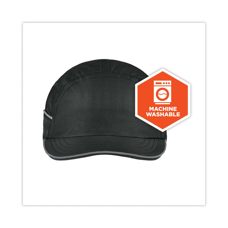 Skullerz 8955 Lightweight Bump Cap Hat, Short Front Brim, 3X-Small to Large (Up to 7.5), 0.01" Insert, Black