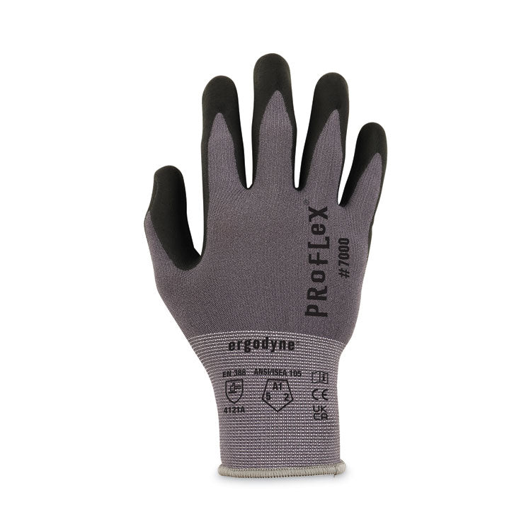 ProFlex 7000 Nitrile-Coated Gloves Microfoam Palm, EN388: 4121A, 9" Long, X-Large, Gray, 12 Pairs