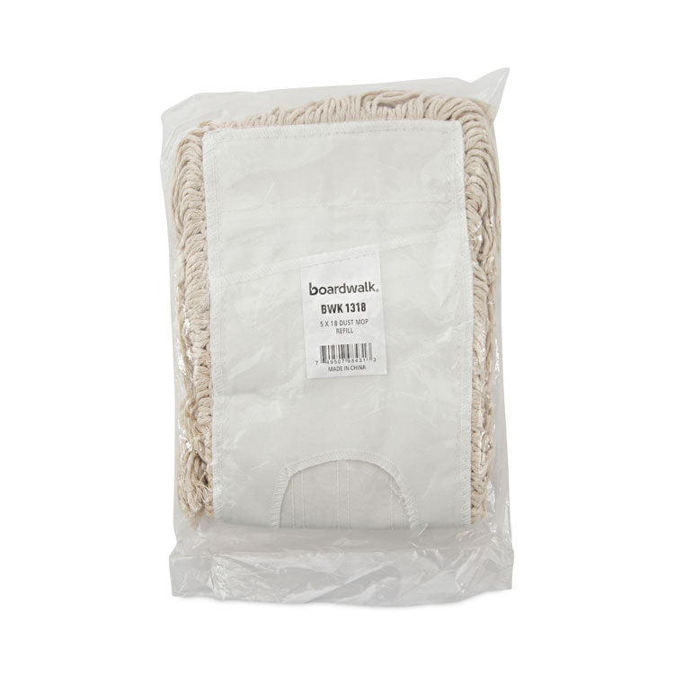 Industrial Dust Mop Head, Hygrade Cotton, 18 x 5, White