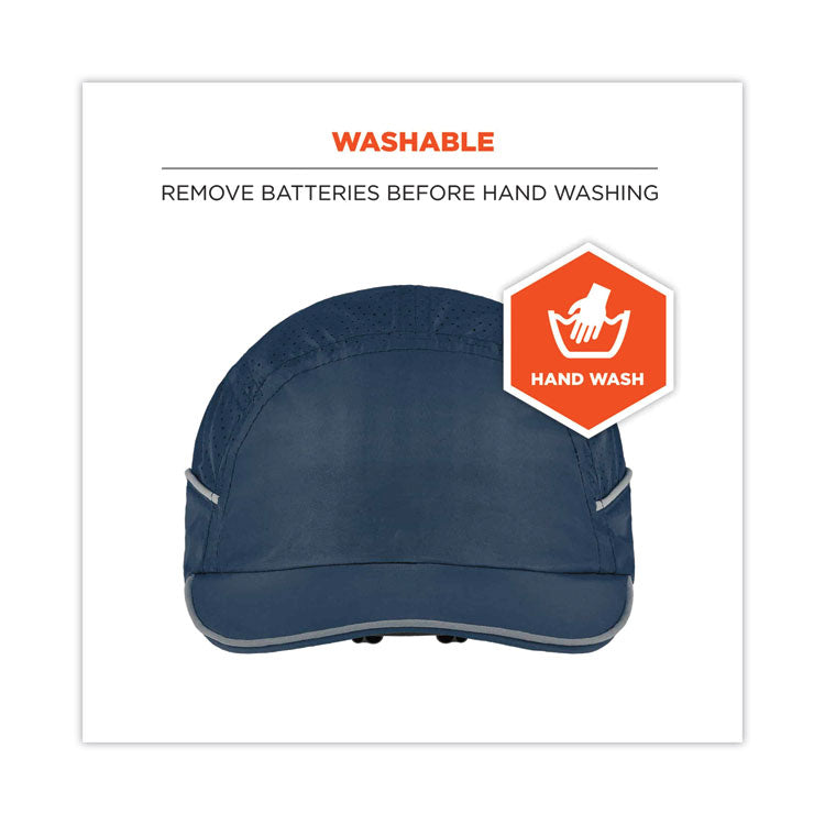 Skullerz 8965 Lightweight Bump Cap Hat with LED Lighting, Short Front Brim, One Size Fits Most, 0.01" Insert, Navy