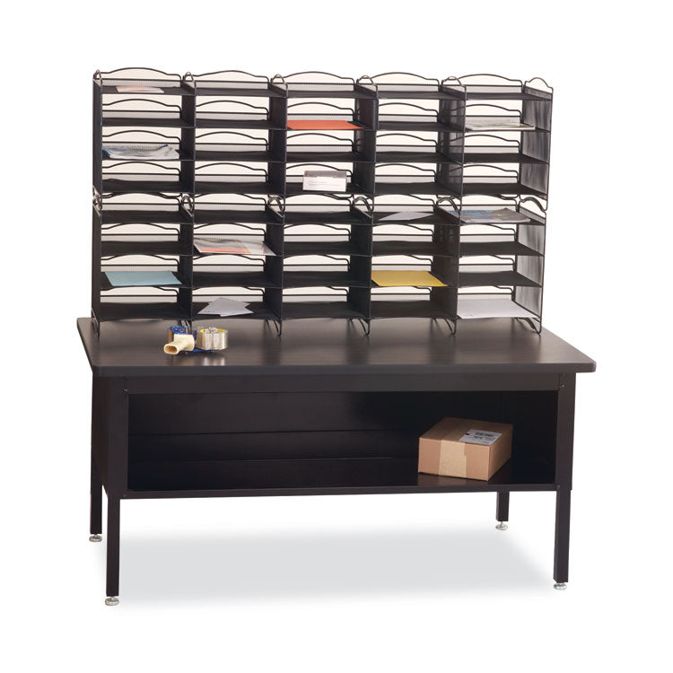 Onyx Mesh Literature Sorter, 20 Compartments, 19 x 15.25 x 59, Black