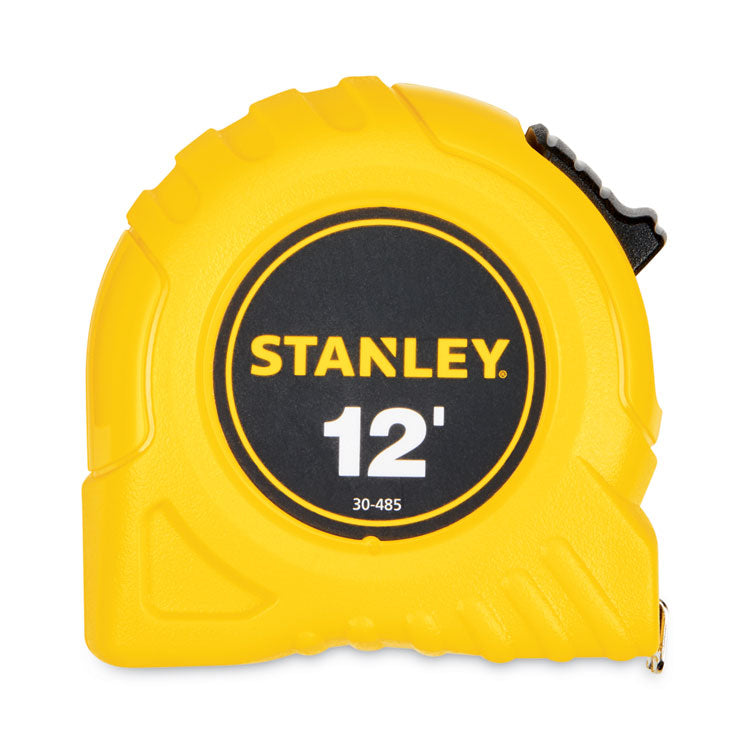 Power Return Tape Measure with Belt Clip, 0.5 x 12 ft, Yellow