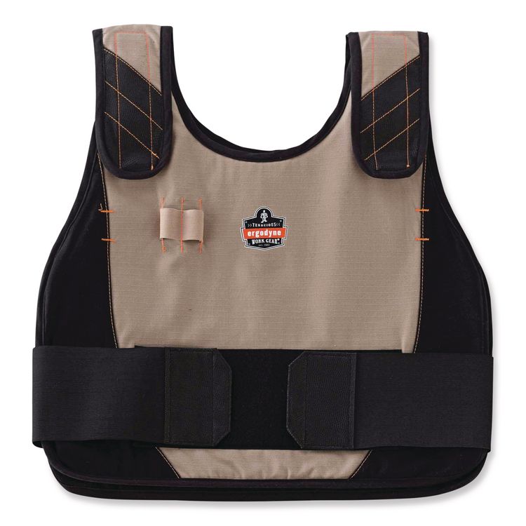 Chill-Its 6215 Premium FR Phase Change Cooling Vest with Packs, Modacrylic Cotton, Small/Medium, Khaki