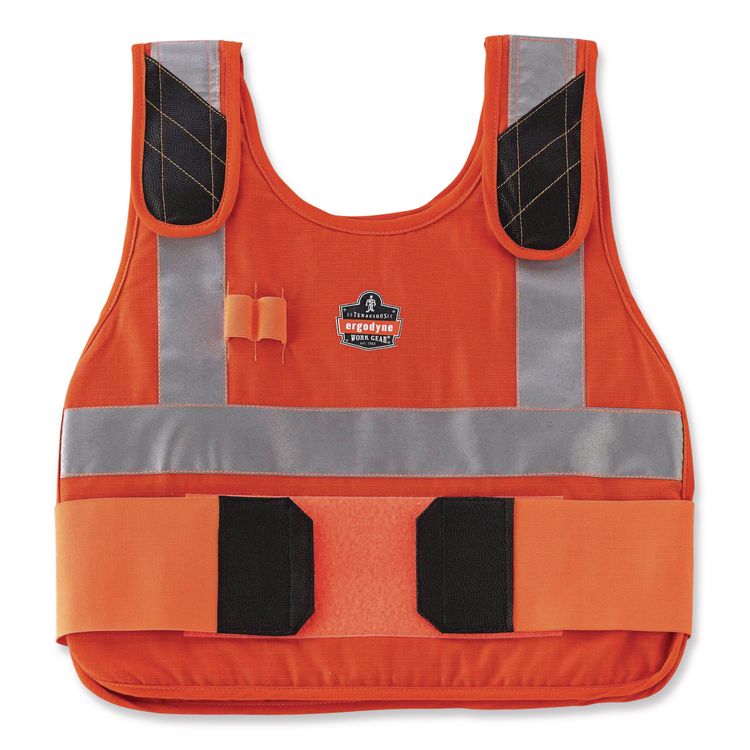 Chill-Its 6215 Premium FR Phase Change Cooling Vest with Packs, Modacrylic Cotton, Large/X-Large, Orange