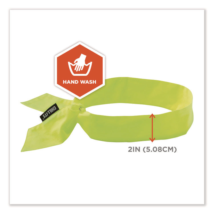 Chill-Its 6700 Cooling Bandana Polymer Tie Headband, One Size Fits Most, Lime