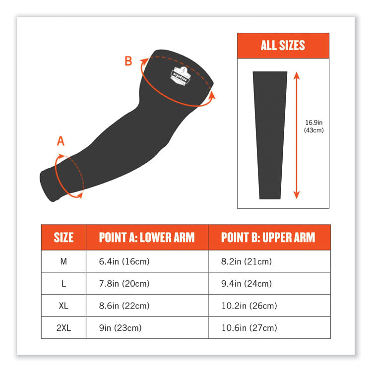 Chill-Its 6690 Performance Knit Cooling Arm Sleeve, Polyester/Spandex, Medium, Black, 2 Sleeves