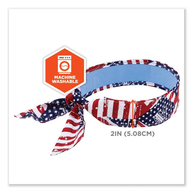 Chill-Its 6700CT Cooling Bandana PVA Tie Headband, One Size Fits Most, Stars and Stripes
