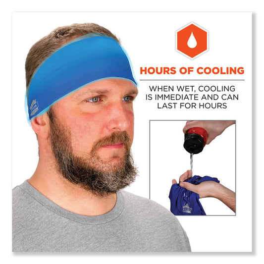 Chill-Its 6634 Performance Knit Cooling Headband, Polyester/Spandex, One Size Fits Most, Blue