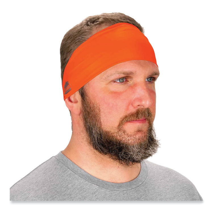 Chill-Its 6634 Performance Knit Cooling Headband, Polyester/Spandex, One Size Fits Most, Orange
