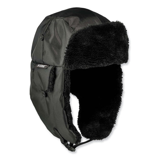 N-Ferno 6802Z Zippered Trapper Hat, 3M Thinsulate/Nylon, Small/Medium, Black