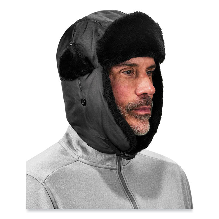 N-Ferno 6802Z Zippered Trapper Hat, 3M Thinsulate/Nylon, Large/X-Large, Black