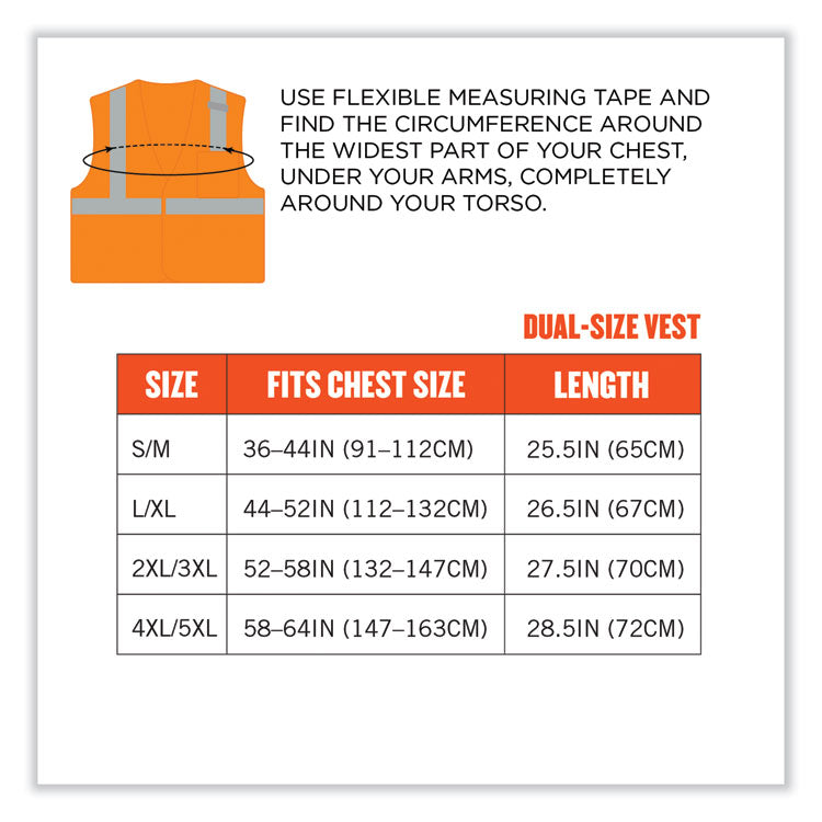GloWear 8210HL Class 2 Economy Mesh Hook and Loop Vest, Polyester, Large/X-Large, Orange