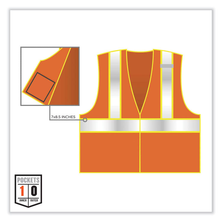 GloWear 8230Z Class 2 Two-Tone Mesh Zipper Vest, Polyester, 2X-Large/3X-Large, Orange