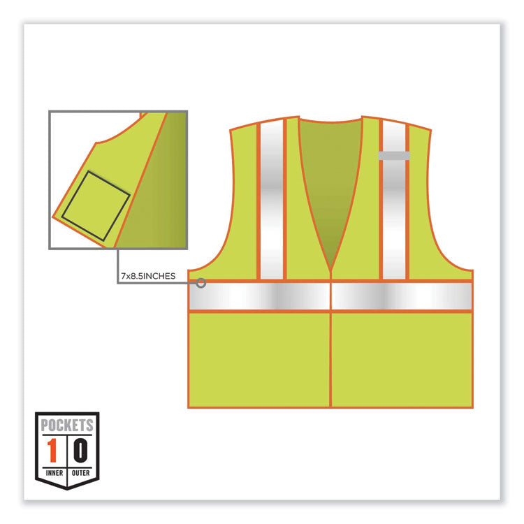GloWear 8230Z Class 2 Two-Tone Mesh Zipper Vest, Polyester, Small/Medium, Lime