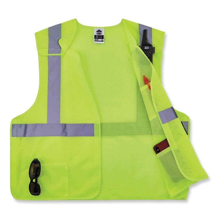 GloWear 8217BA Class 2 Breakaway Mesh Vest, Polyester, Large/X-Large, Lime