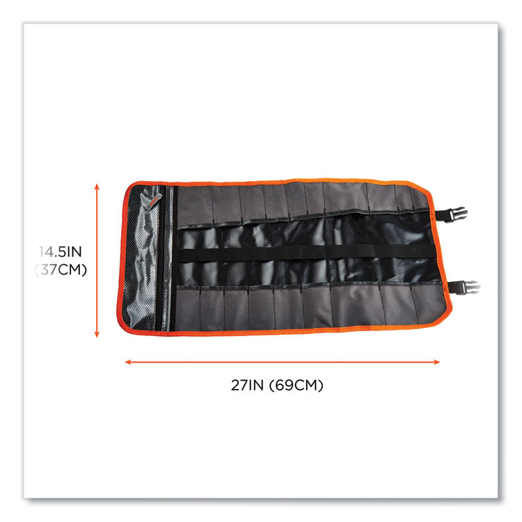 Arsenal 5871 Polyester Tool Roll Up, 21 Compartments, 27 x 14, Polyester, Black
