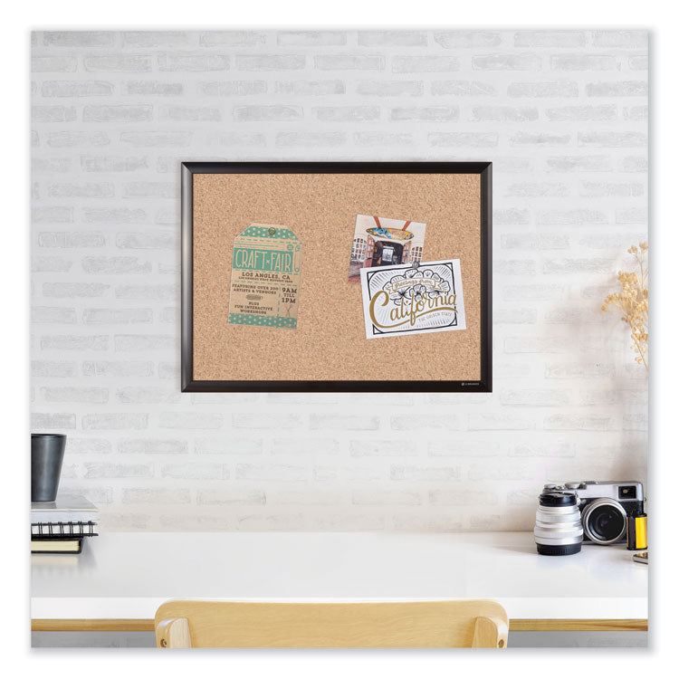 Cork Bulletin Board with Aluminum Frame, 72" x 48" (Actual Size: 70" x 47"), Tan Surface, Black Aluminum Frame