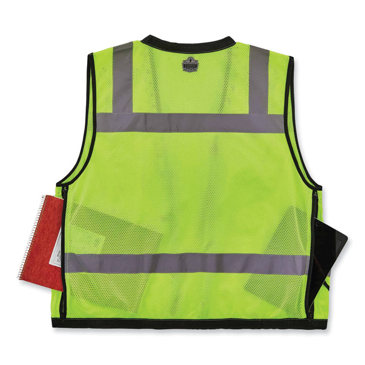 GloWear 8253HDZ Class 2 Heavy-Duty Mesh Surveyors Vest, Polyester, 2X-Large/3X-Large, Lime
