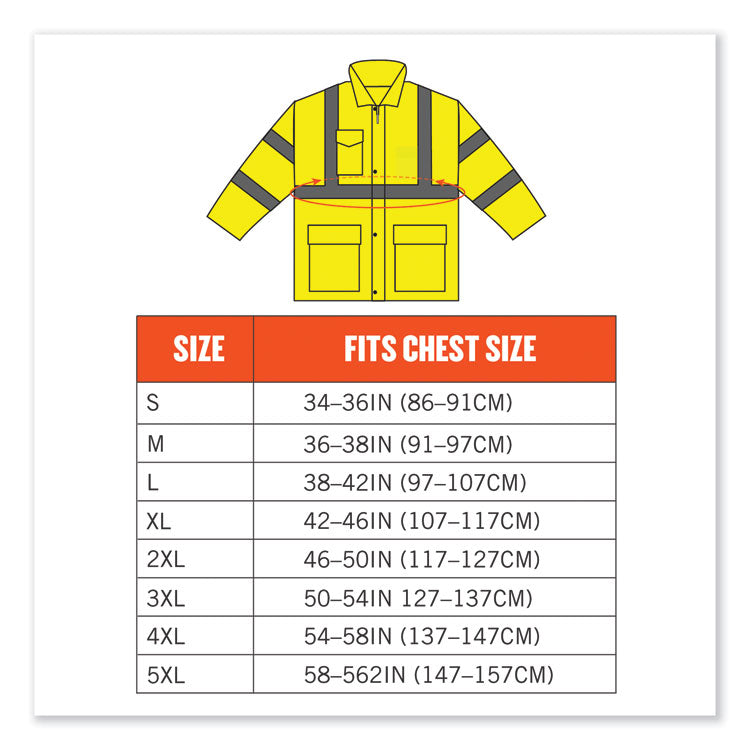 GloWear 8366 Class 3 Lightweight Hi-Vis Rain Jacket, Polyester, Small, Lime