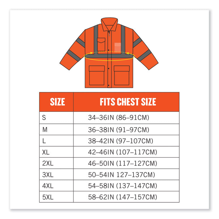 GloWear 8366 Class 3 Lightweight Hi-Vis Rain Jacket, Polyester, Medium, Orange