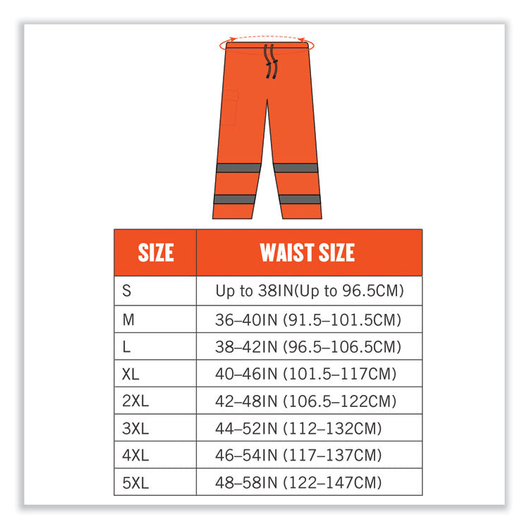 GloWear 8915 Class E Hi-Vis Rain Pants, Medium, Orange